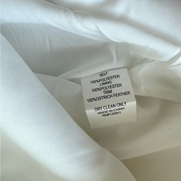 Amanda Uprichard NWT Sullivan Cowlneck Feather Trim Mini Dress in Ivory White - Picture 11 of 11